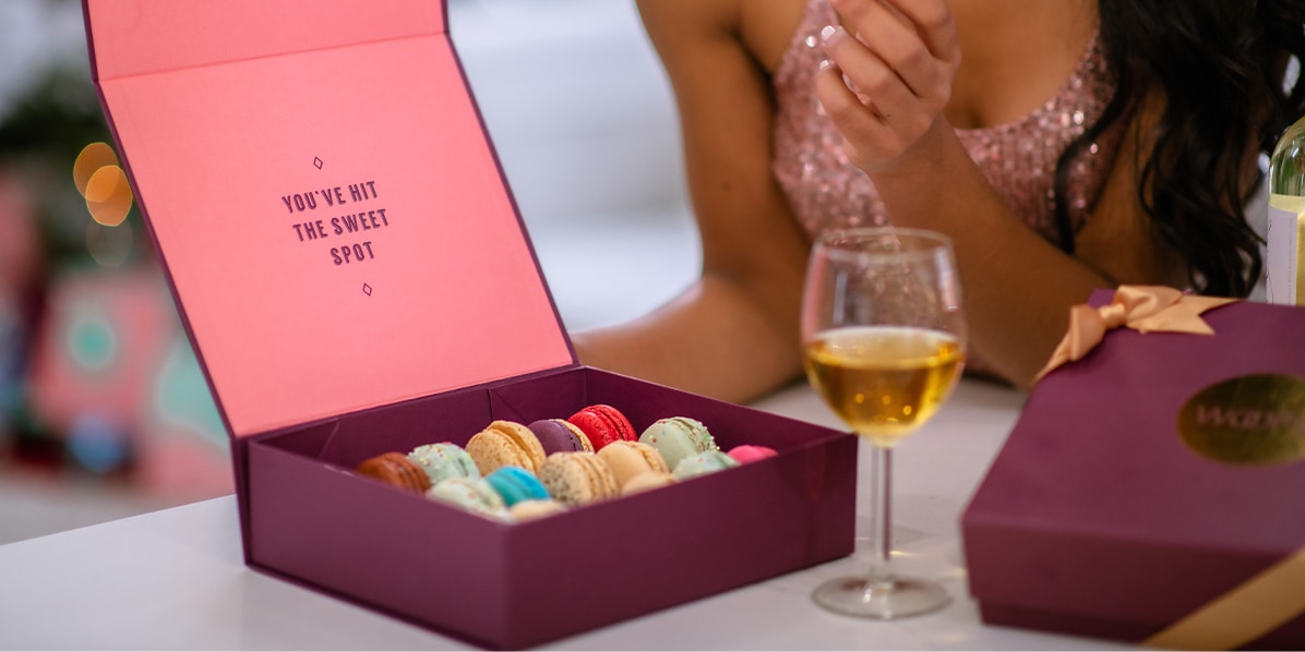 Woops! French macaron box with wine