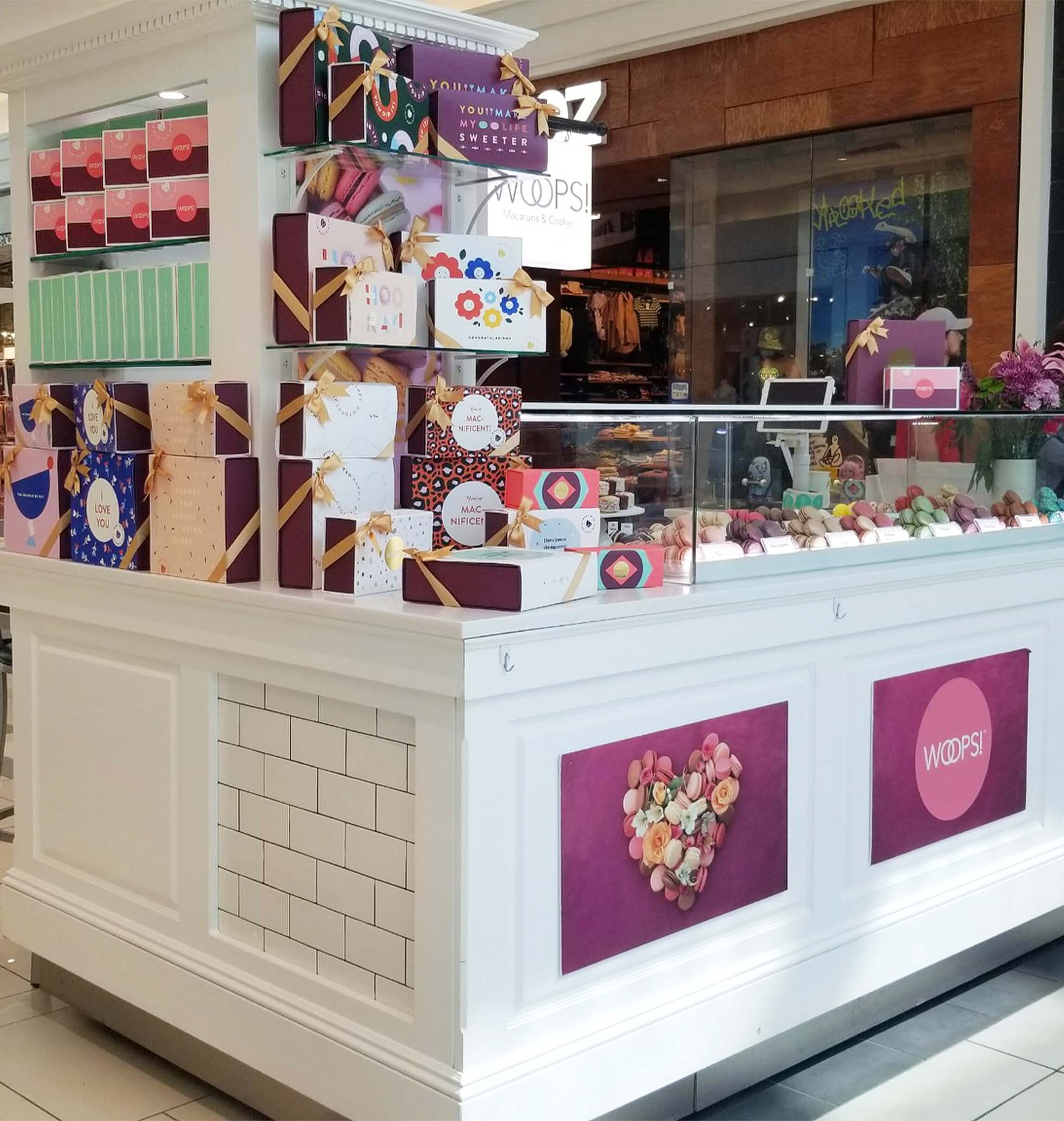 Woops! French macaron boutique kiosk in a mall